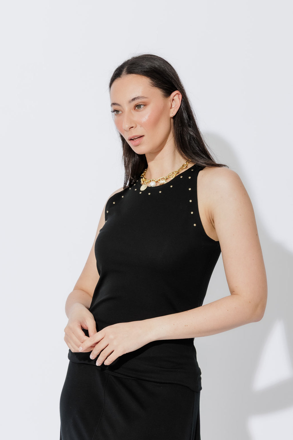 Black Tencel Stud Cami