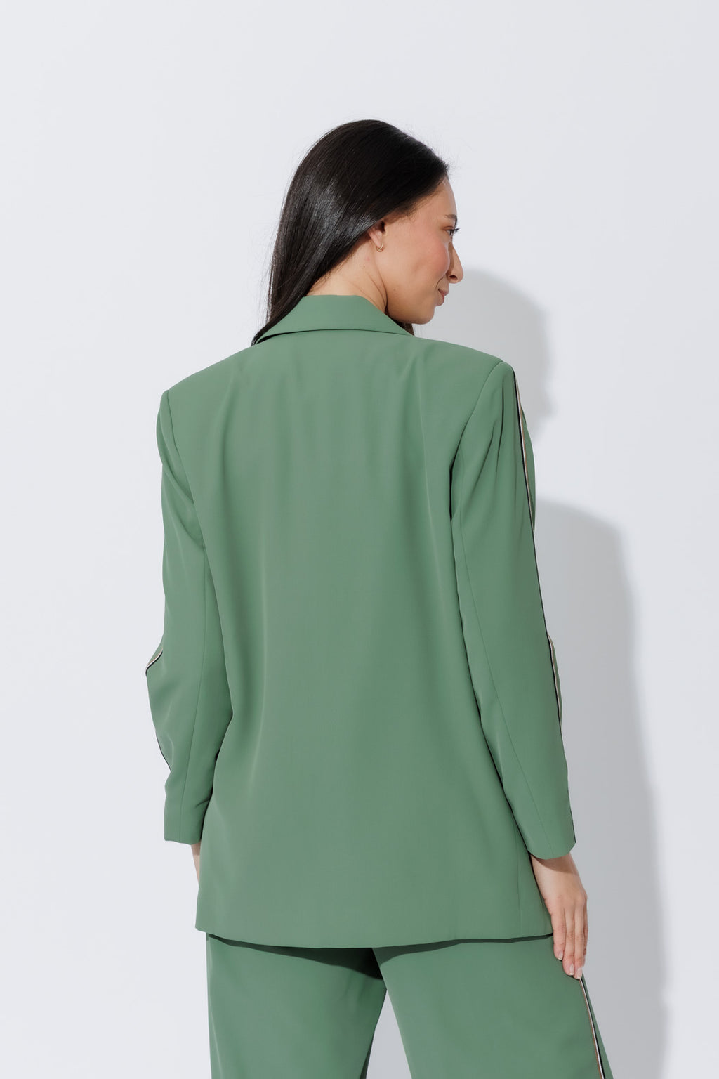Sage Stripe Boyfriend Blazer