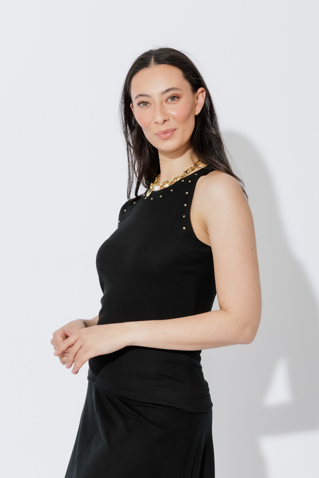 Black Tencel Stud Cami