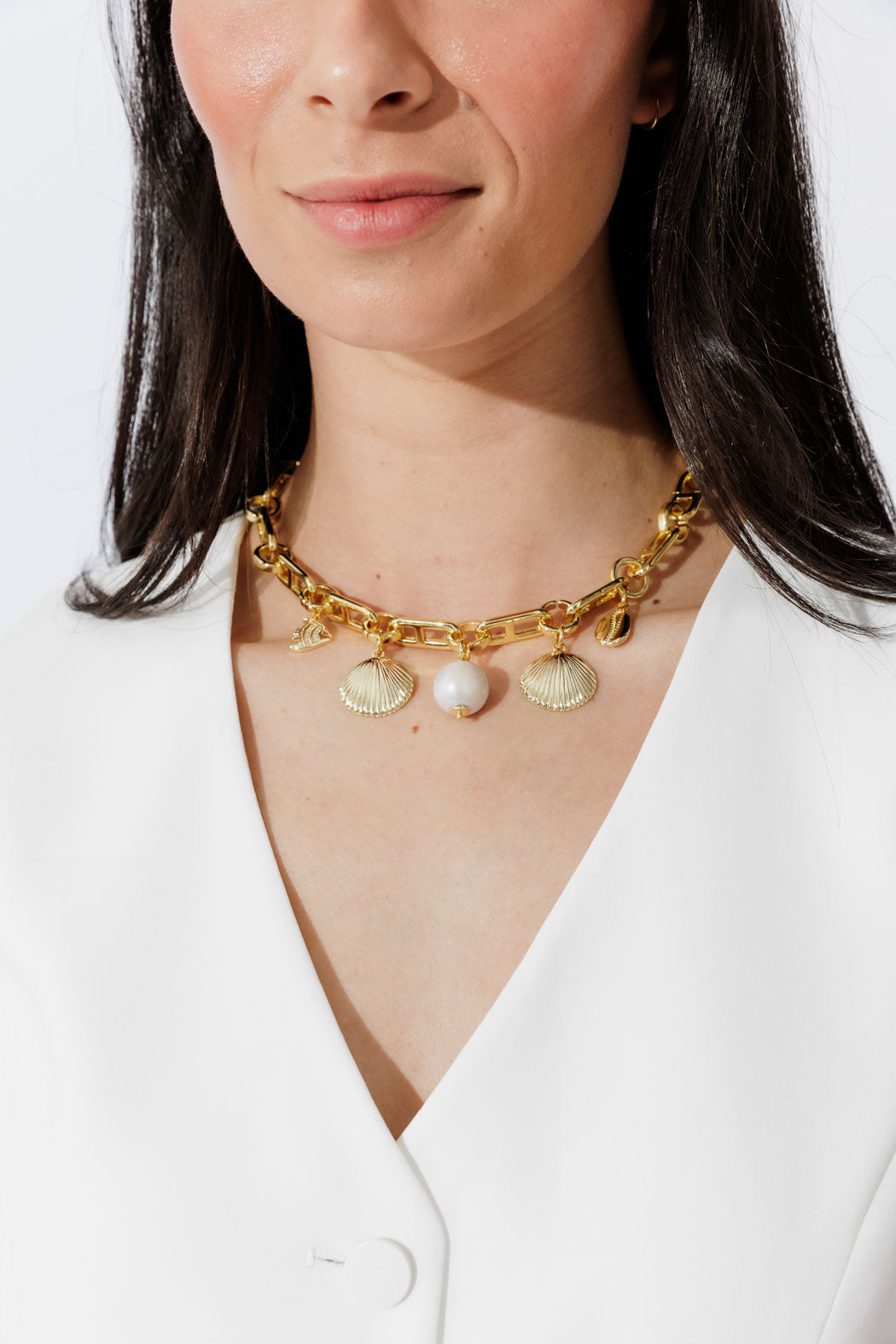 Gold Seashells Charm Necklace