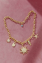 Gold Sun Charm Necklace