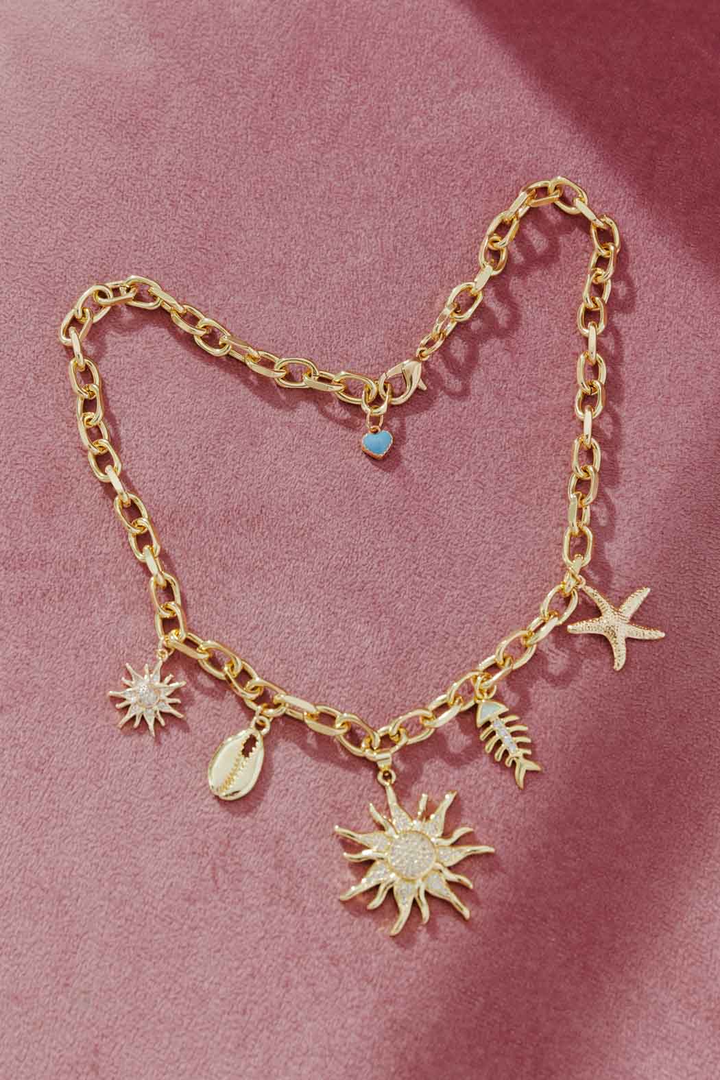 Gold Sun Charm Necklace