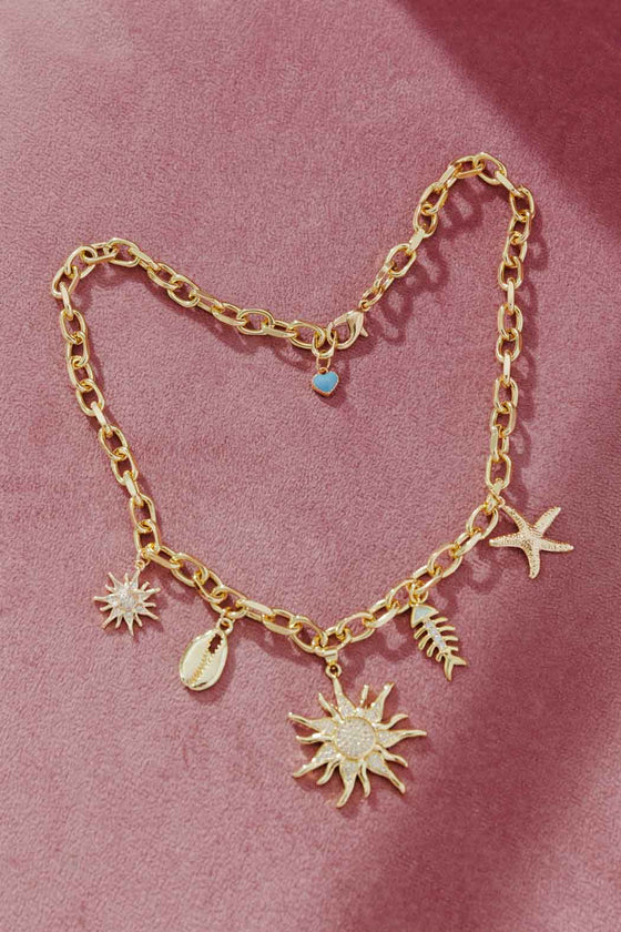 Gold Sun Charm Necklace