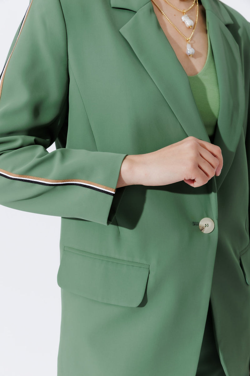 Sage Stripe Boyfriend Blazer