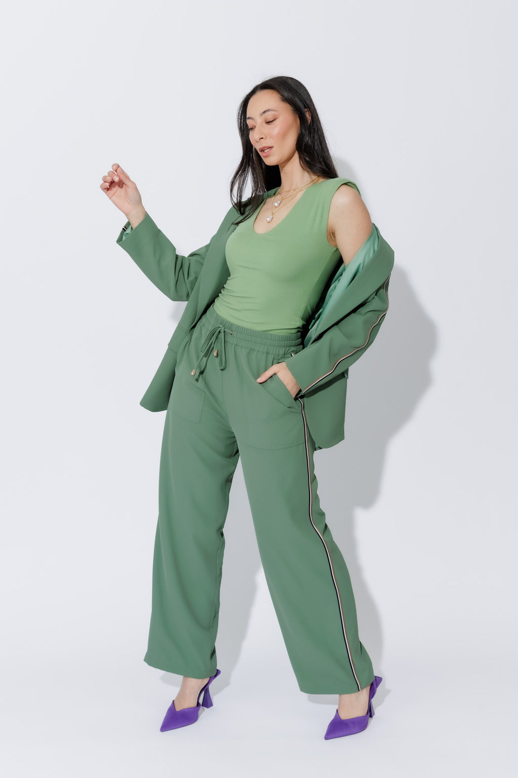 Sage Stripe Sport Pant
