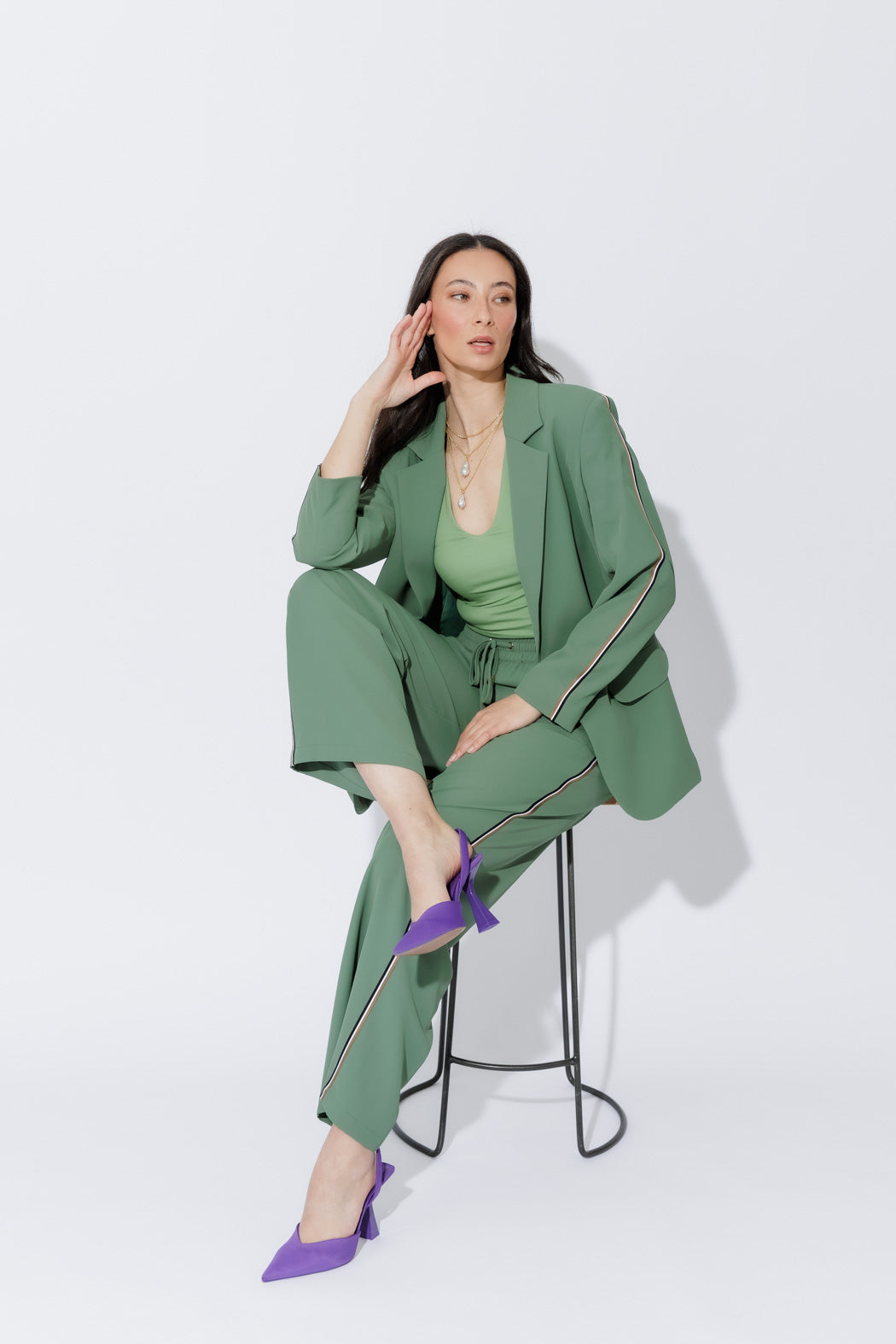 Sage Stripe Sport Pant