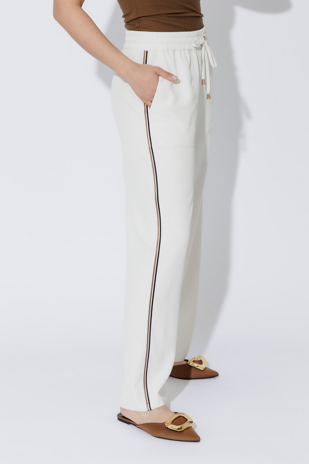 Ivory Stripe Sport Pant