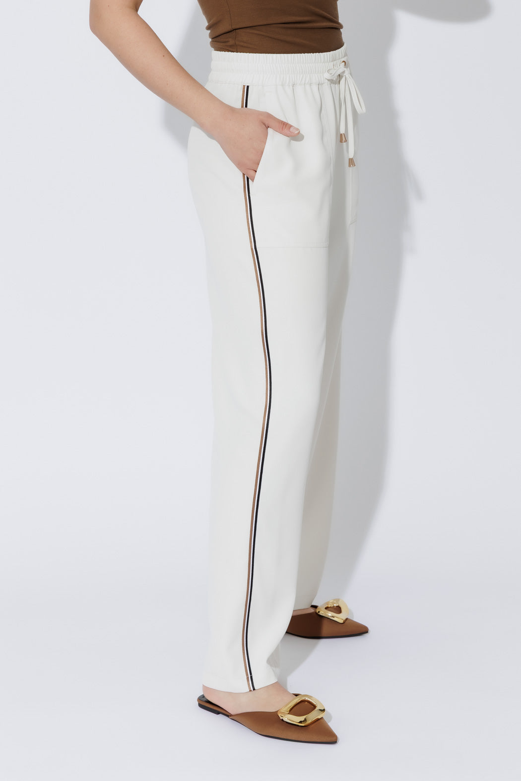 Ivory Stripe Sport Pant