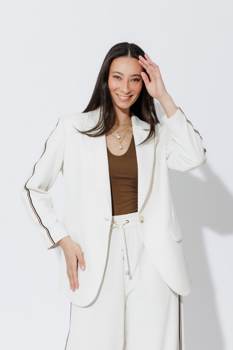 Ivory Stripe Boyfriend Blazer