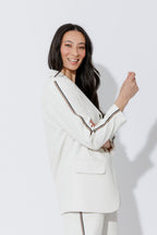 Ivory Stripe Boyfriend Blazer