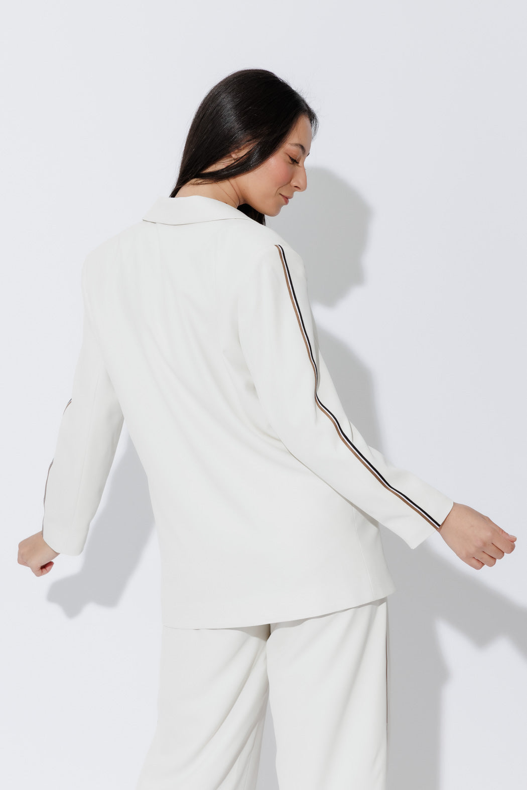 Ivory Stripe Boyfriend Blazer