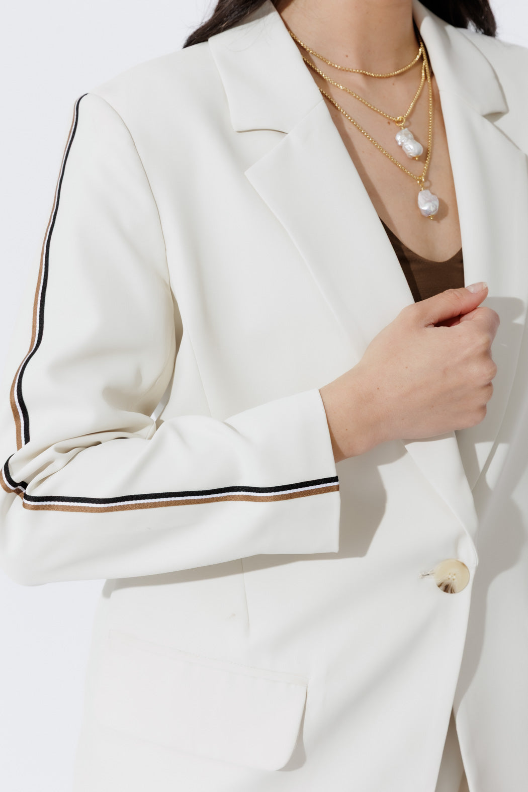 Ivory Stripe Boyfriend Blazer