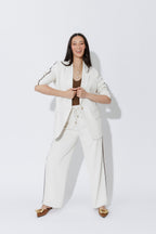 Ivory Stripe Boyfriend Blazer