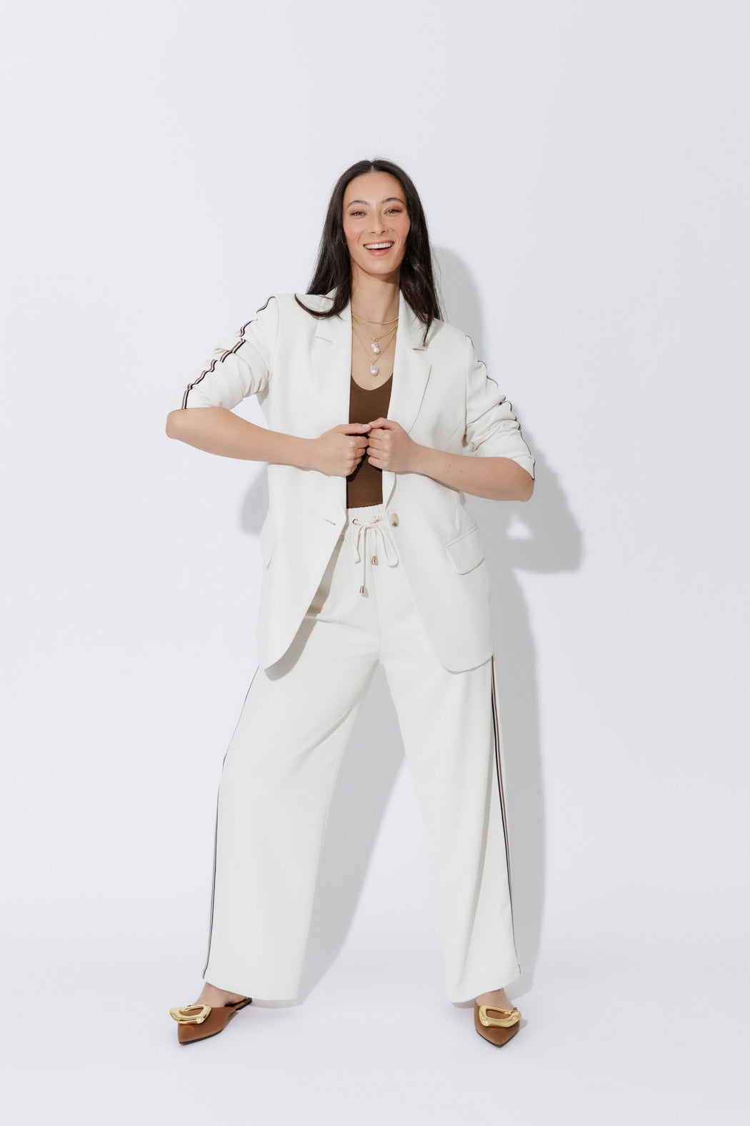 Ivory Stripe Boyfriend Blazer