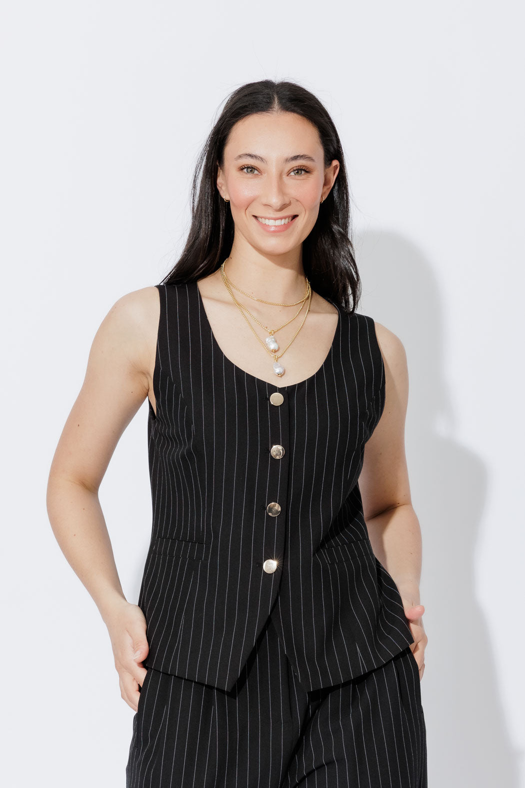 Black Stripe Tailored Vest