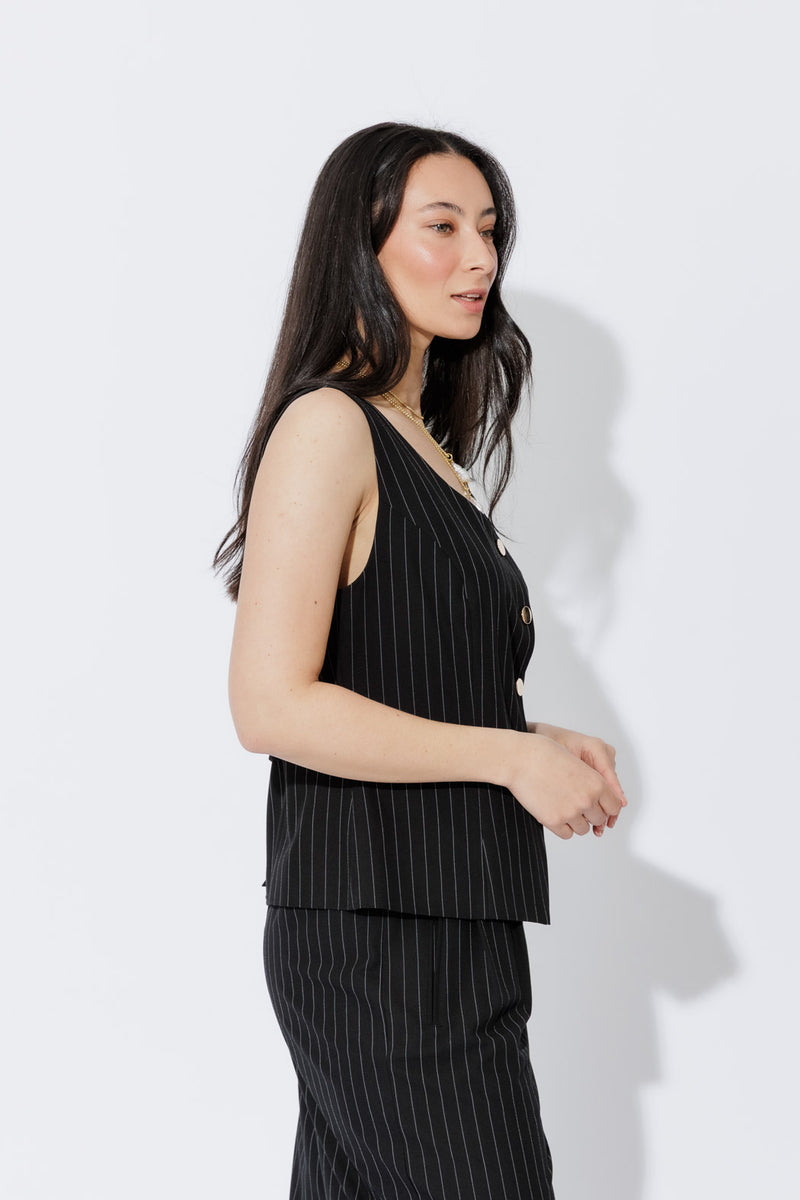 Black Stripe Tailored Vest