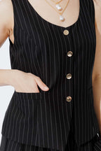 Black Stripe Tailored Vest