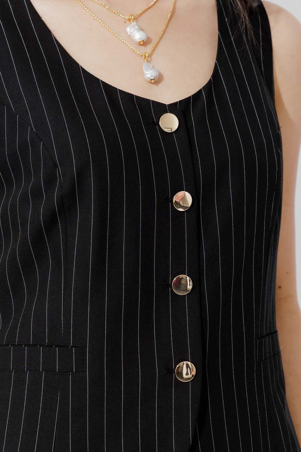 Black Stripe Tailored Vest