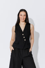 Black Self Stripe Sisca Vest