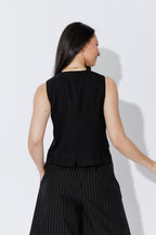 Black Self Stripe Sisca Vest