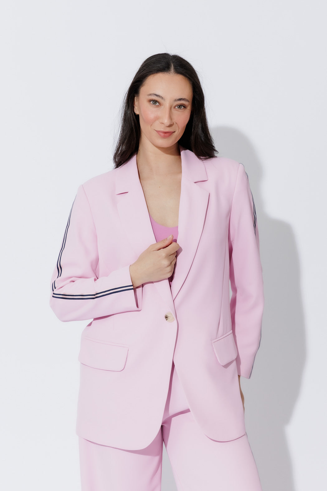 Pink Stripe Boyfriend Blazer