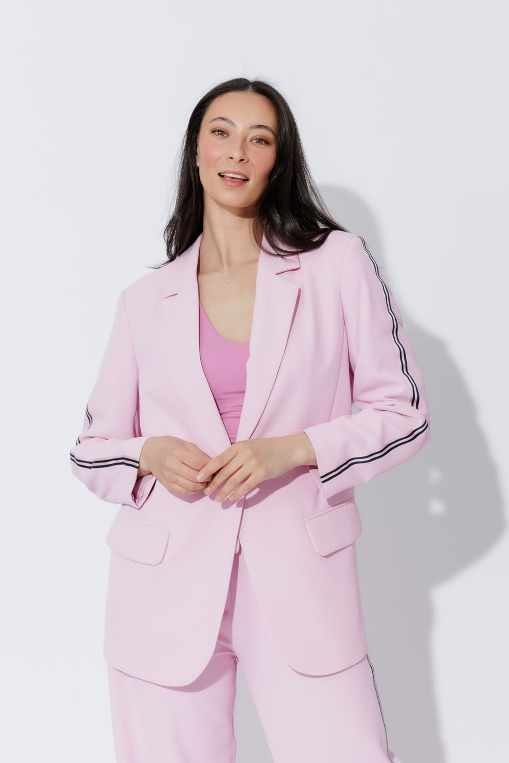 Pink Stripe Boyfriend Blazer