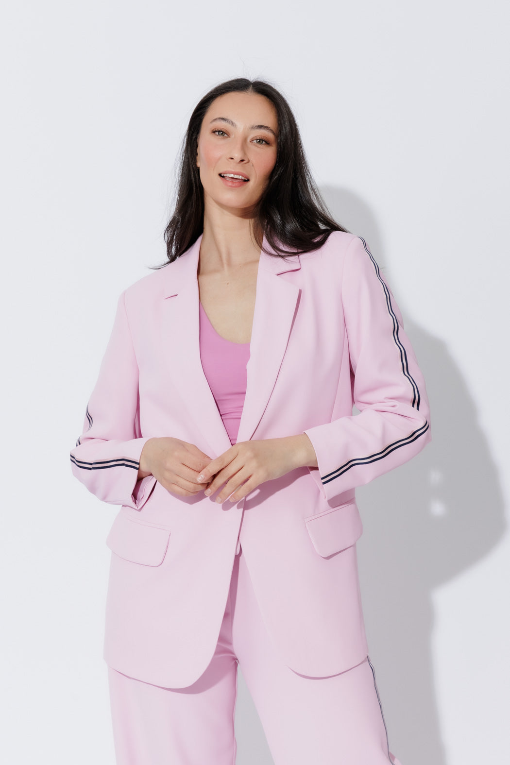 Pink Stripe Boyfriend Blazer