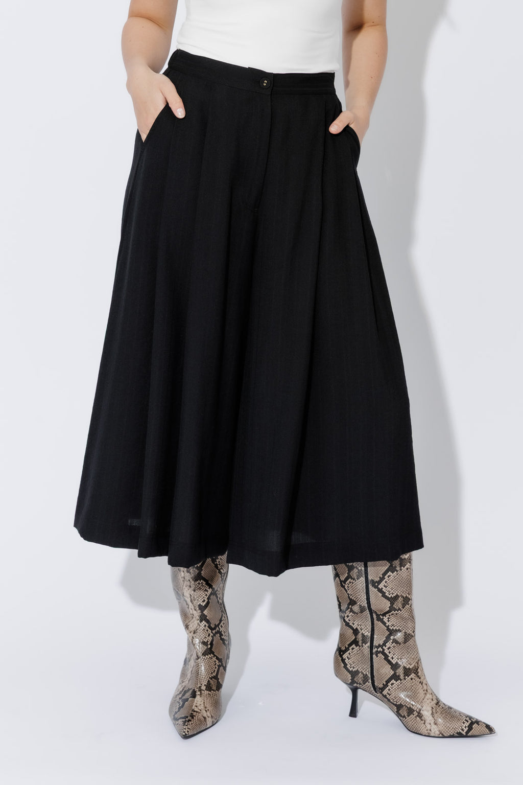 Black Self Stripe Culotte