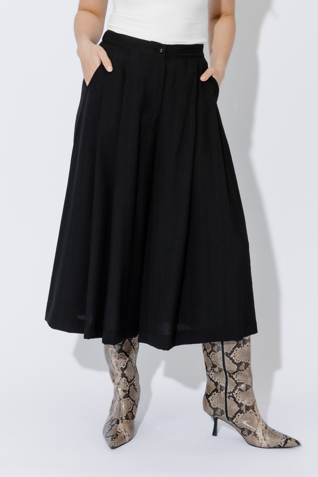 Black Self Stripe Culotte