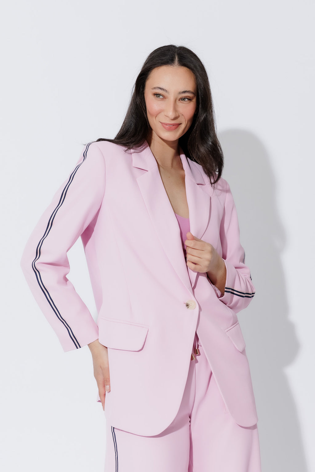 Pink Stripe Boyfriend Blazer