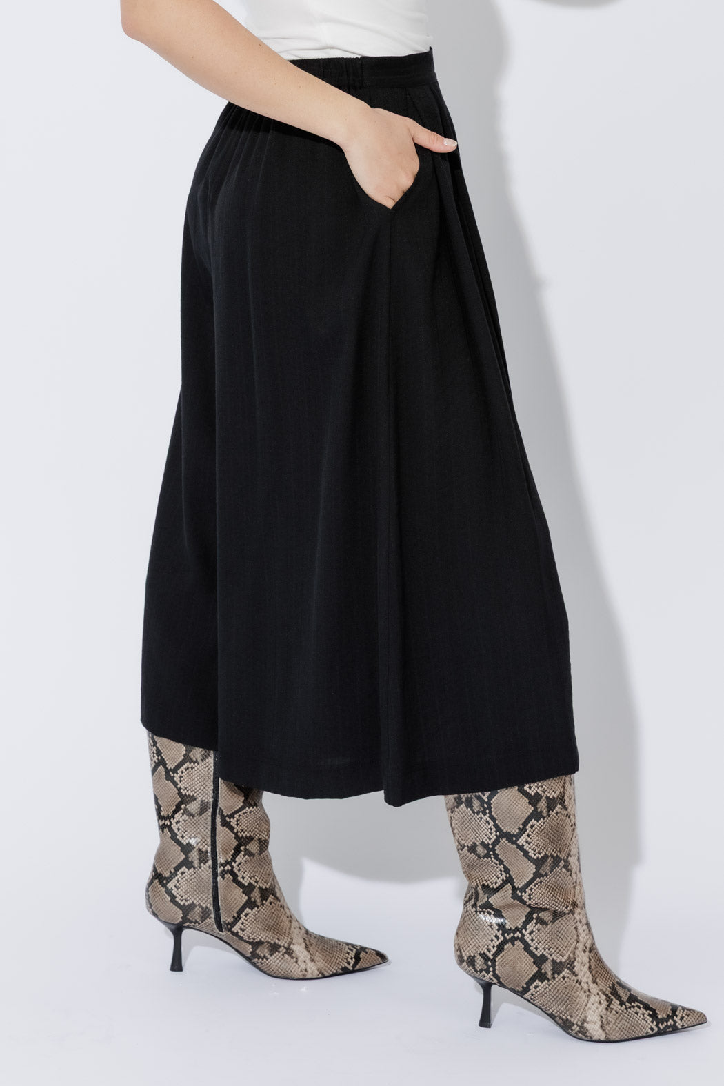 Black Self Stripe Culotte