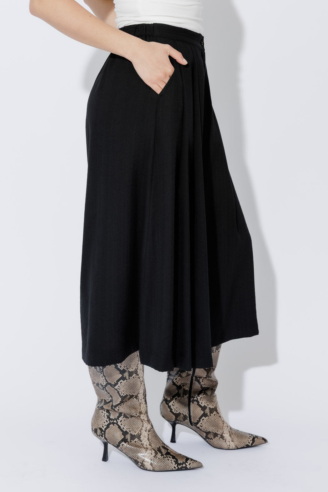 Black Self Stripe Culotte