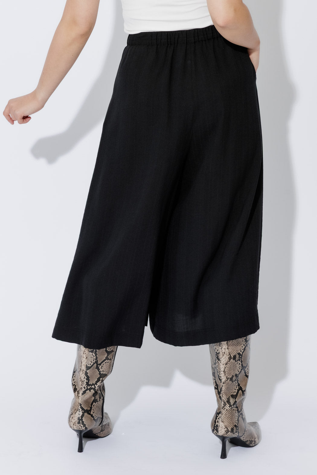 Black Self Stripe Culotte