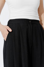 Black Self Stripe Culotte