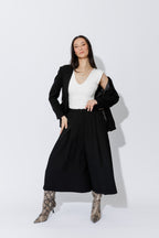 Black Self Stripe Culotte