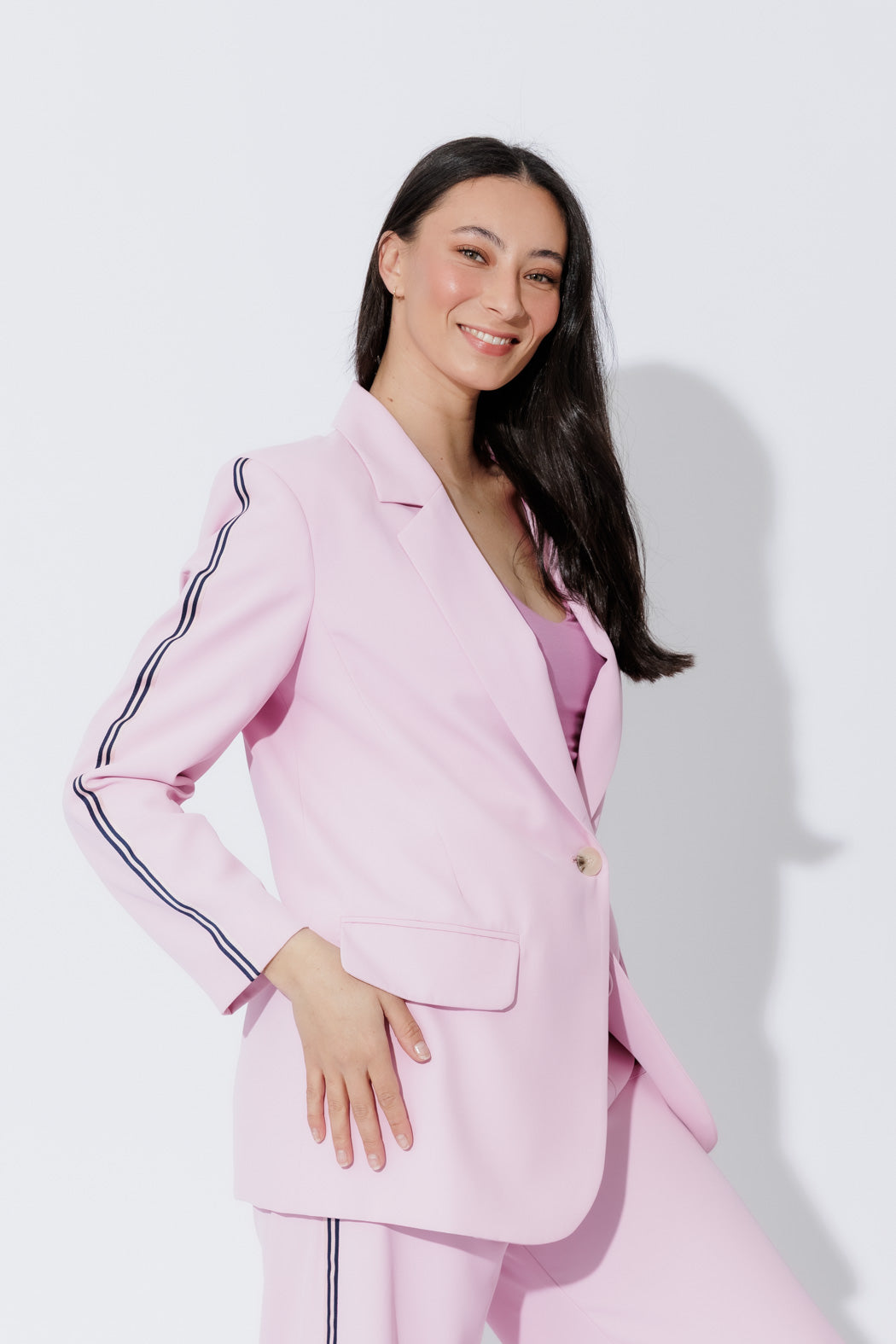 Pink Stripe Boyfriend Blazer