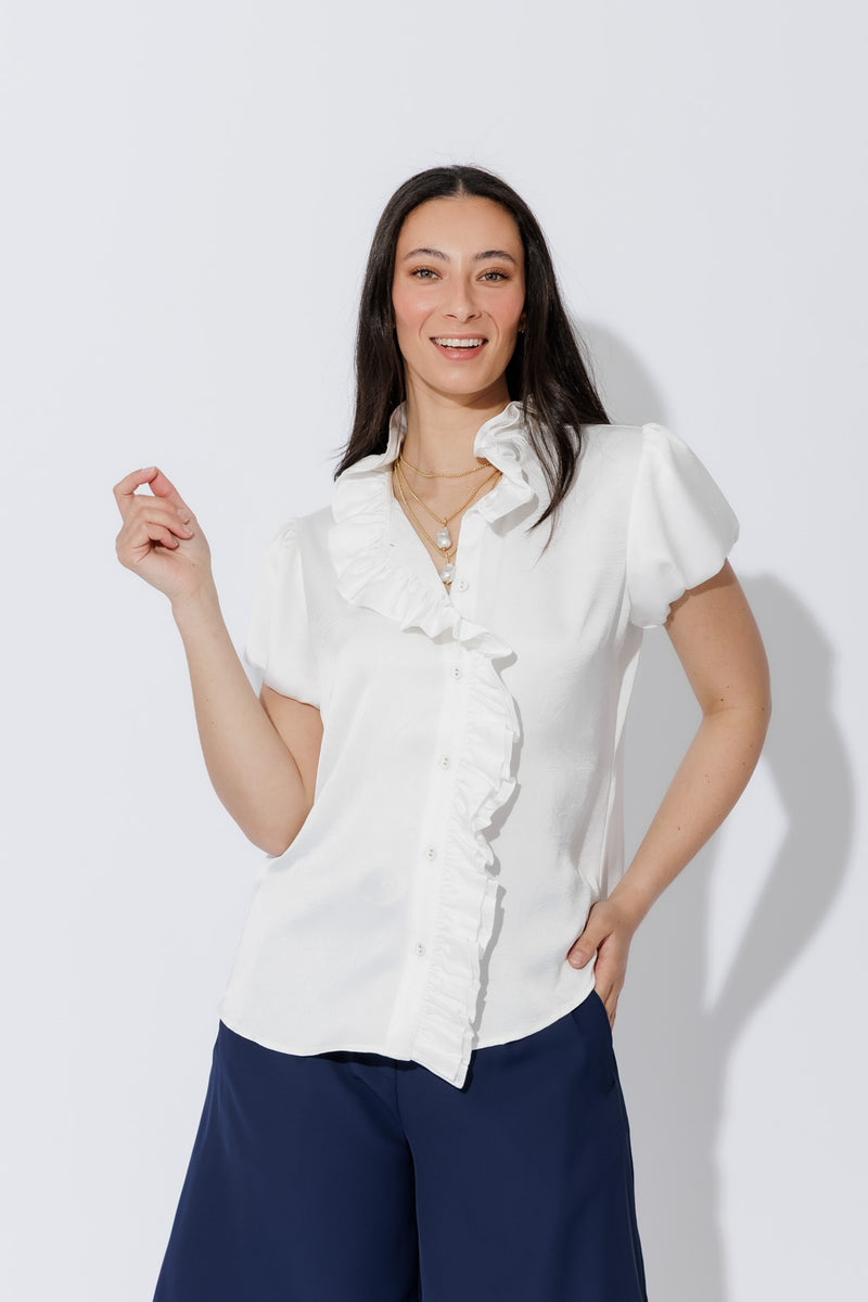 White Ruffle Blouse