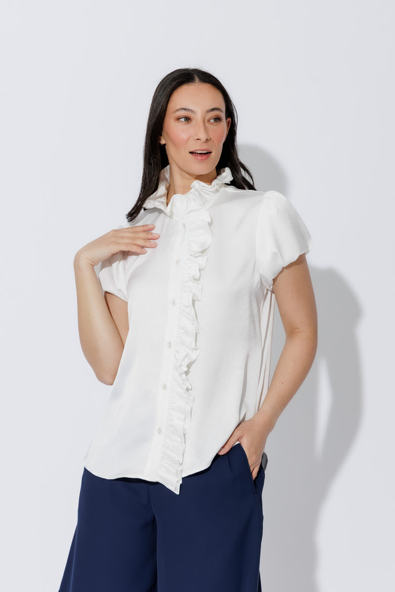 White Ruffle Blouse