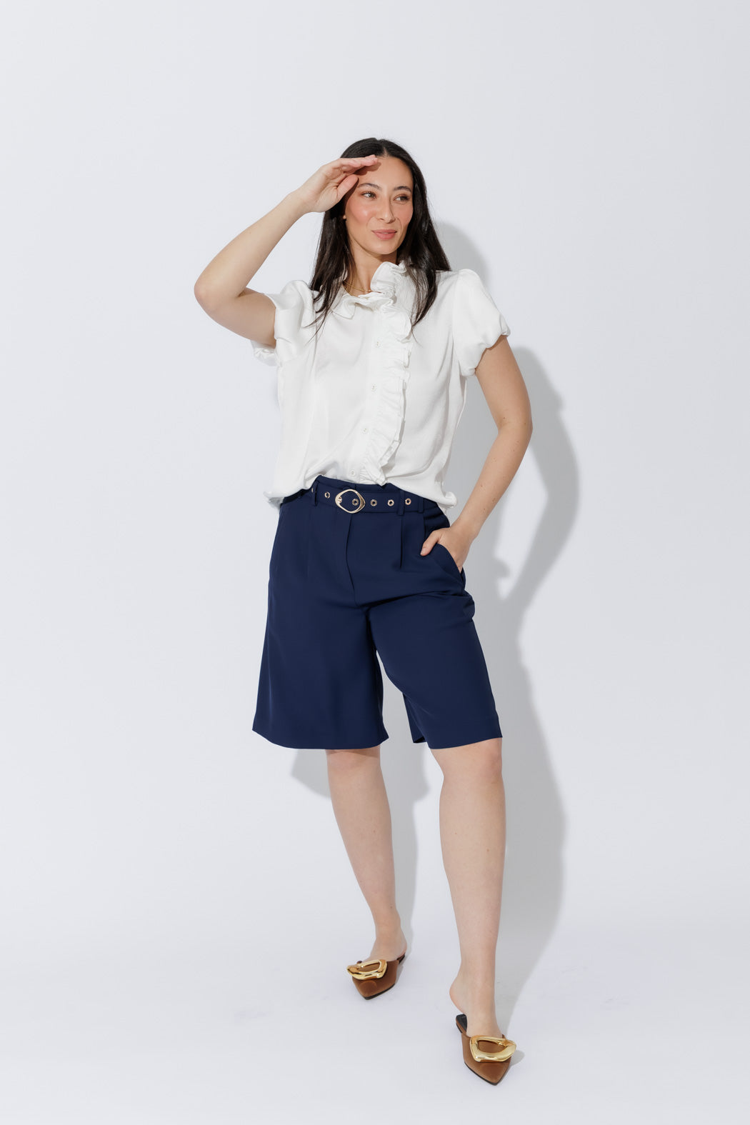 White Ruffle Blouse