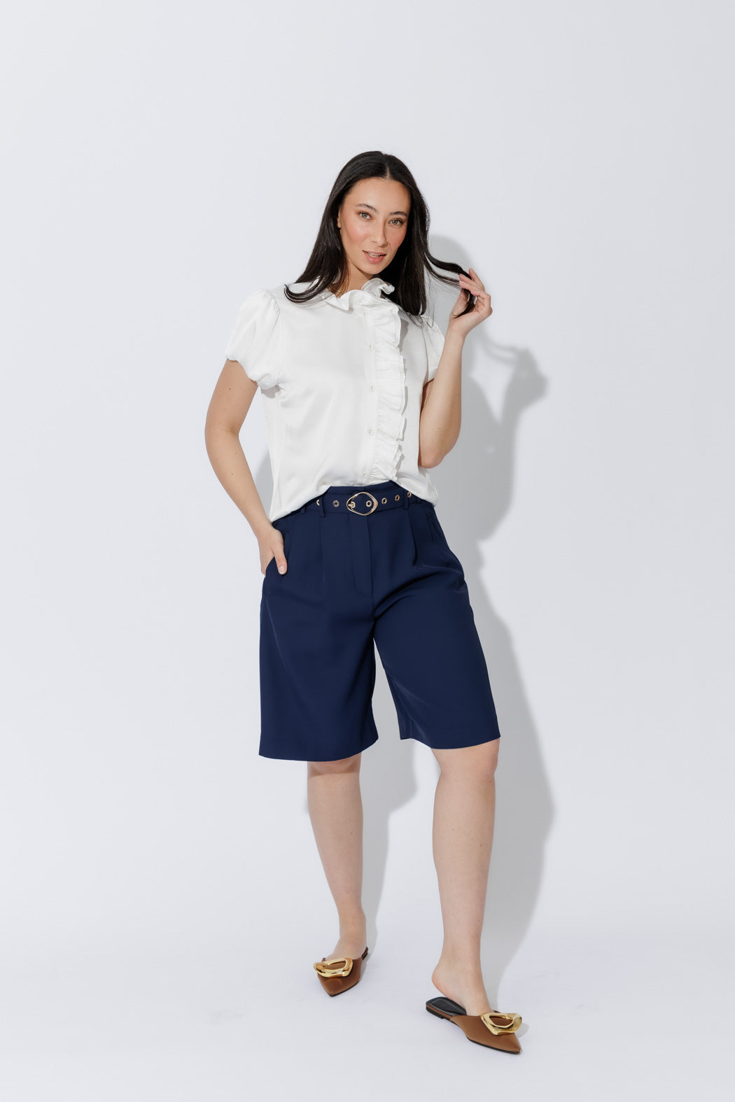 White Ruffle Blouse