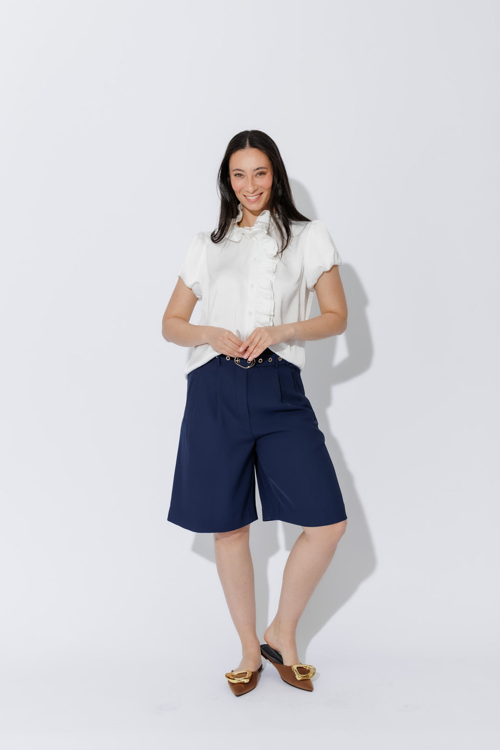 White Ruffle Blouse