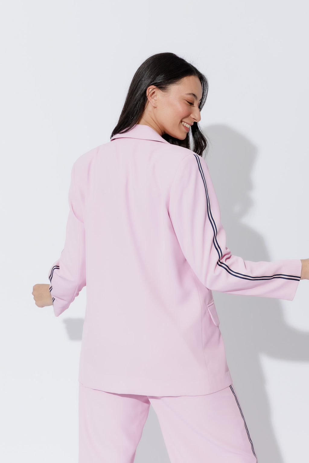 Pink Stripe Boyfriend Blazer