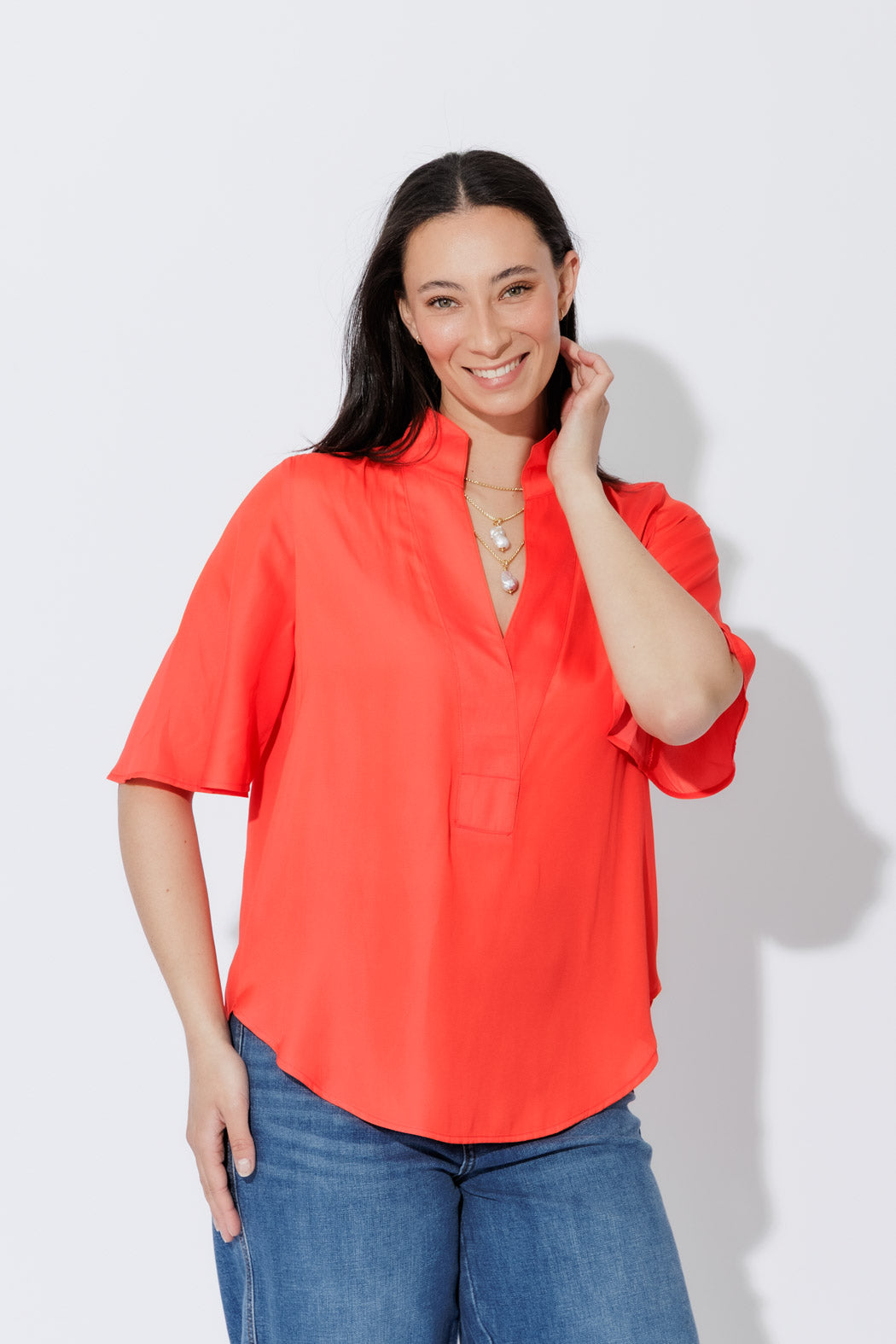 Orange Milan Fluted Blogger Shirt