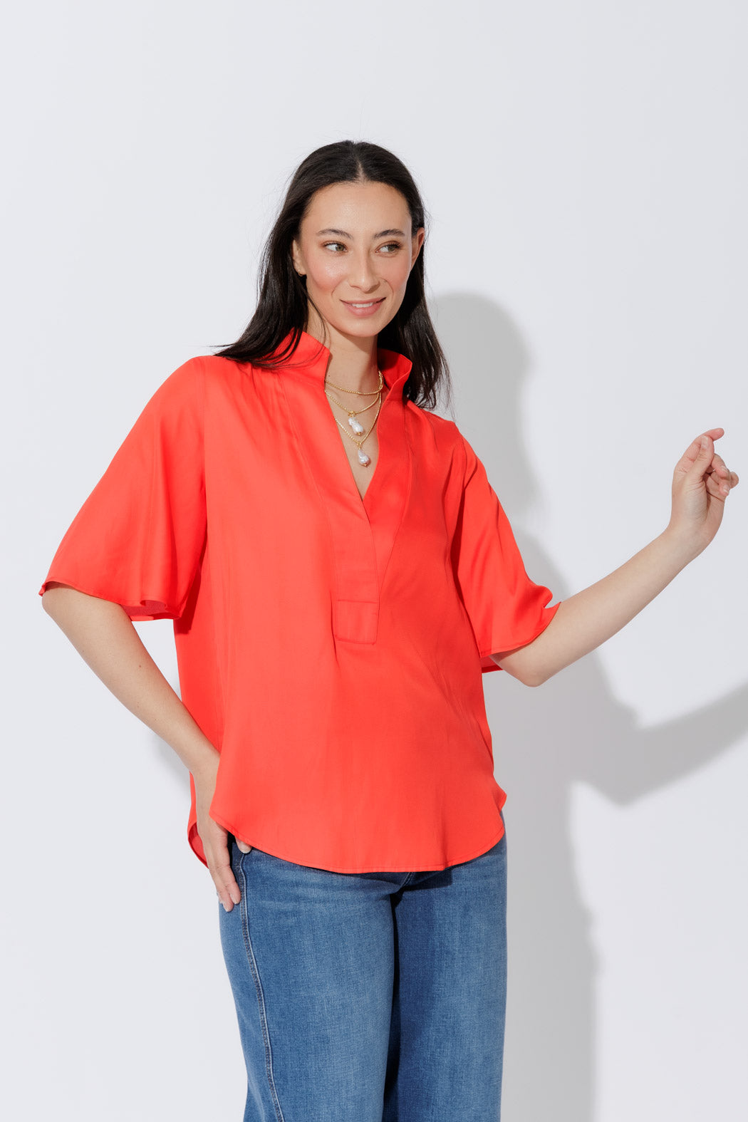 Orange Milan Fluted Blogger Shirt