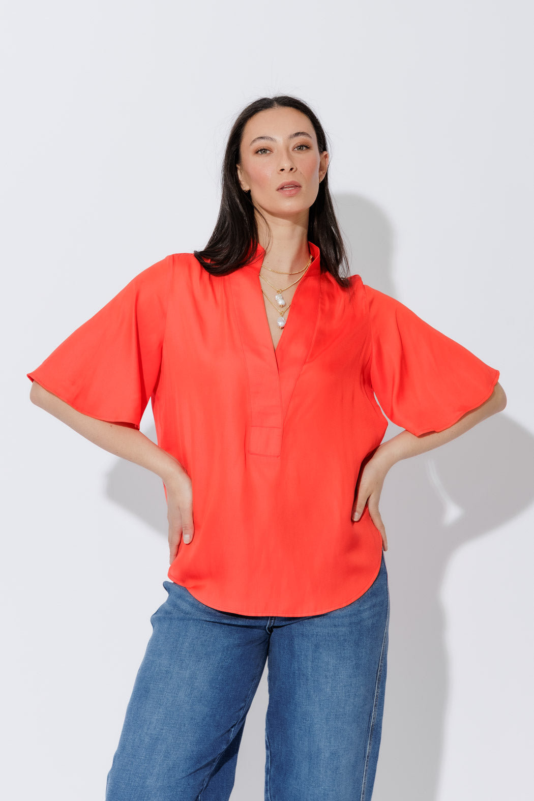 Orange Milan Fluted Blogger Shirt