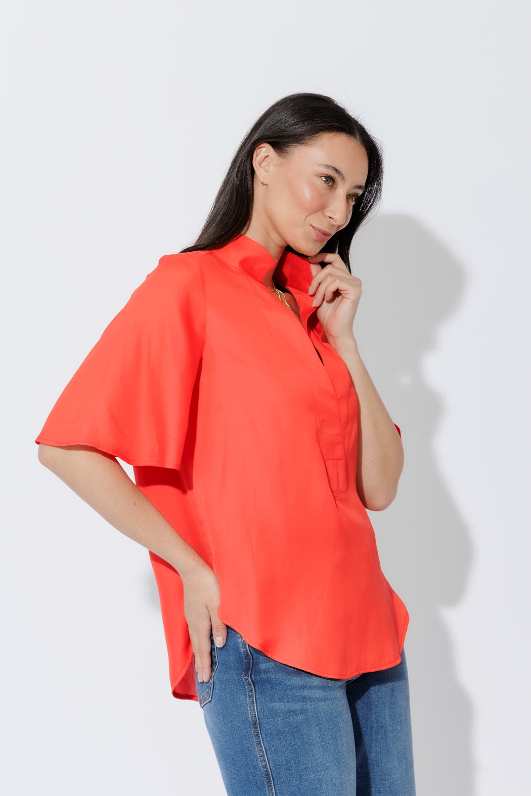 Orange Milan Fluted Blogger Shirt