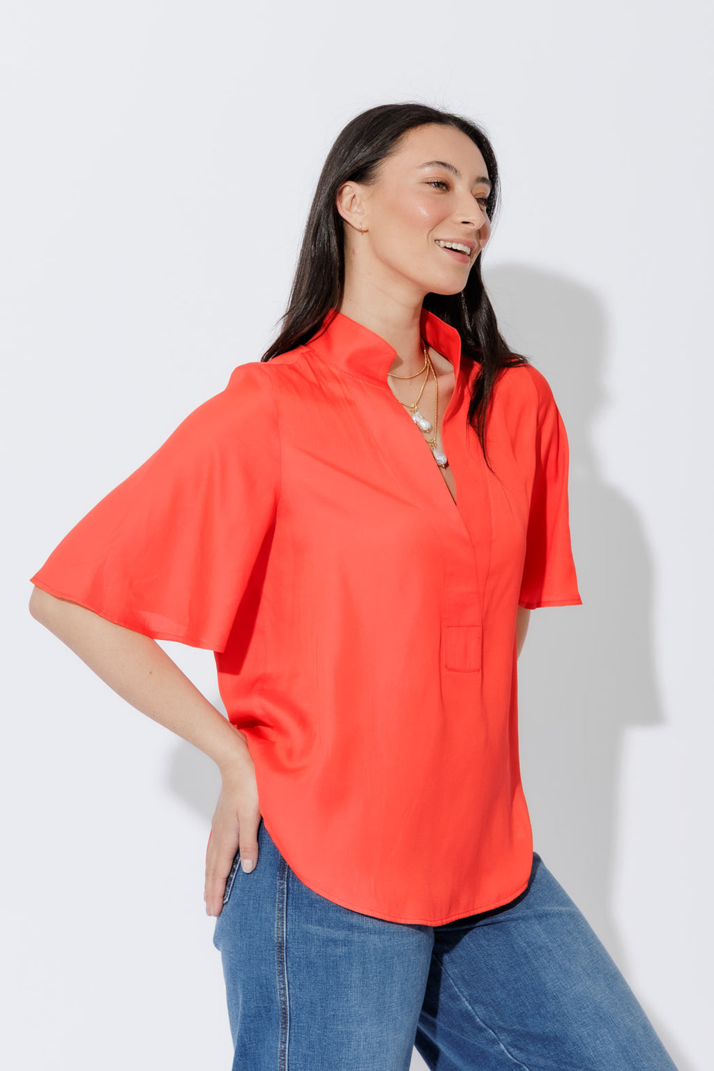 Orange Milan Fluted Blogger Shirt