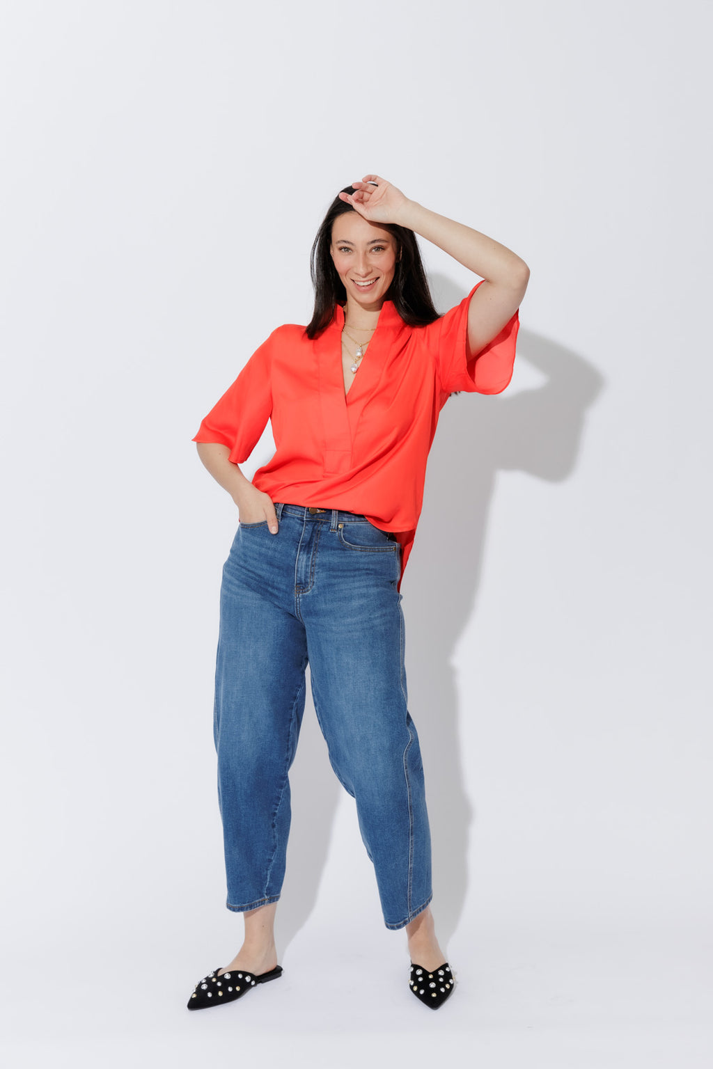 Orange Milan Fluted Blogger Shirt