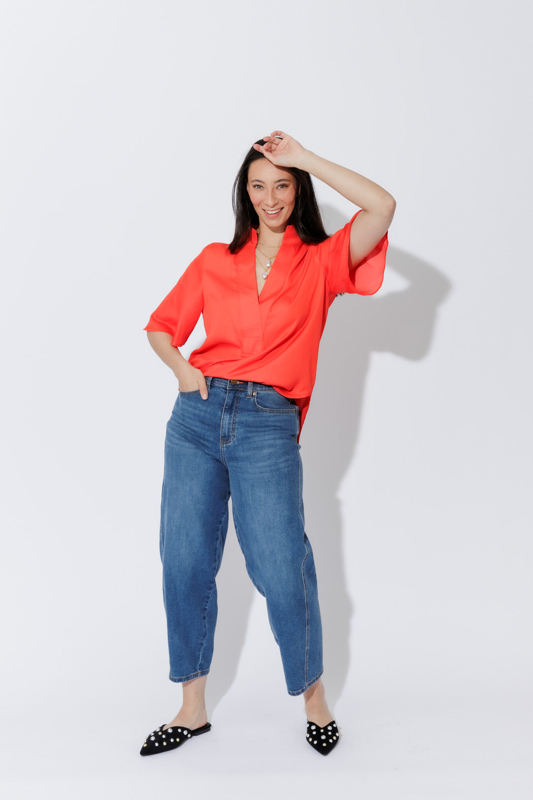 Orange Milan Fluted Blogger Shirt