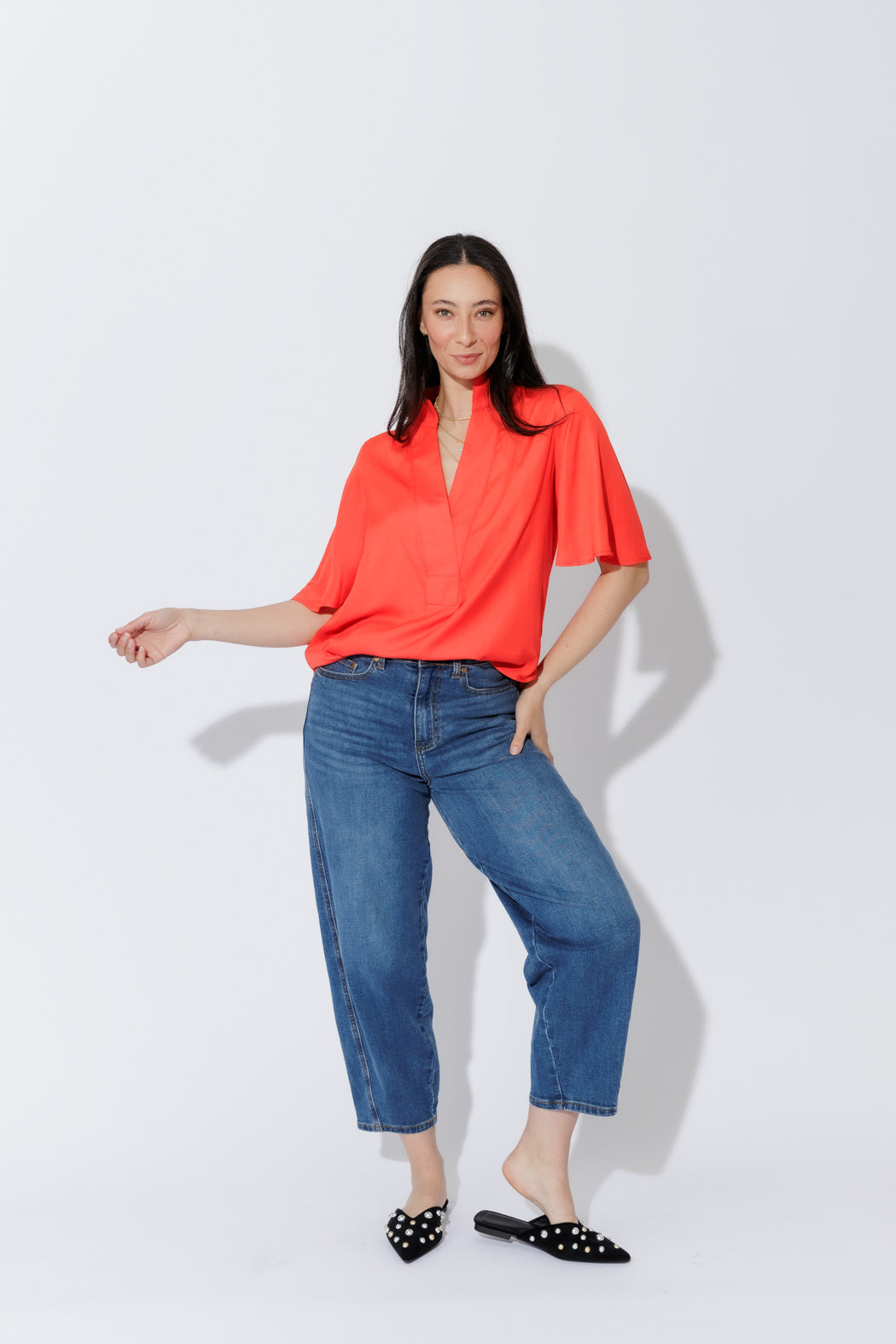 Orange Milan Fluted Blogger Shirt